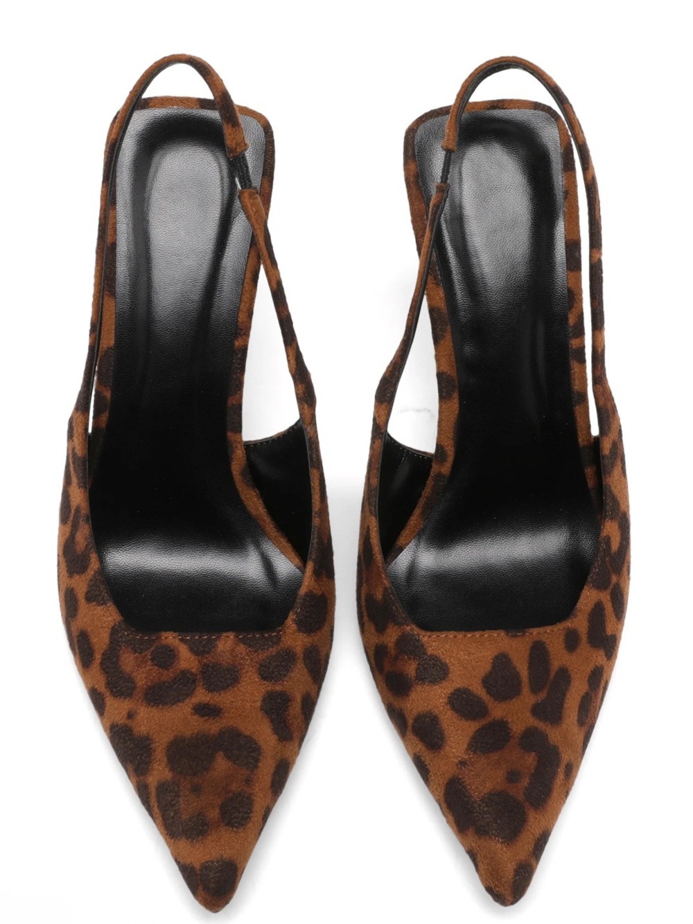 Leopard print women’s pointed toe slingback stretch strap shoe (NEW)
